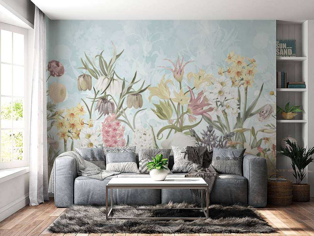 Spring Flowers - Misty Aqua