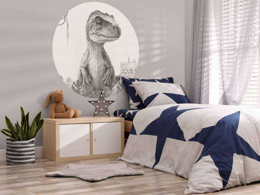 Baby t-rex in de jungle beige