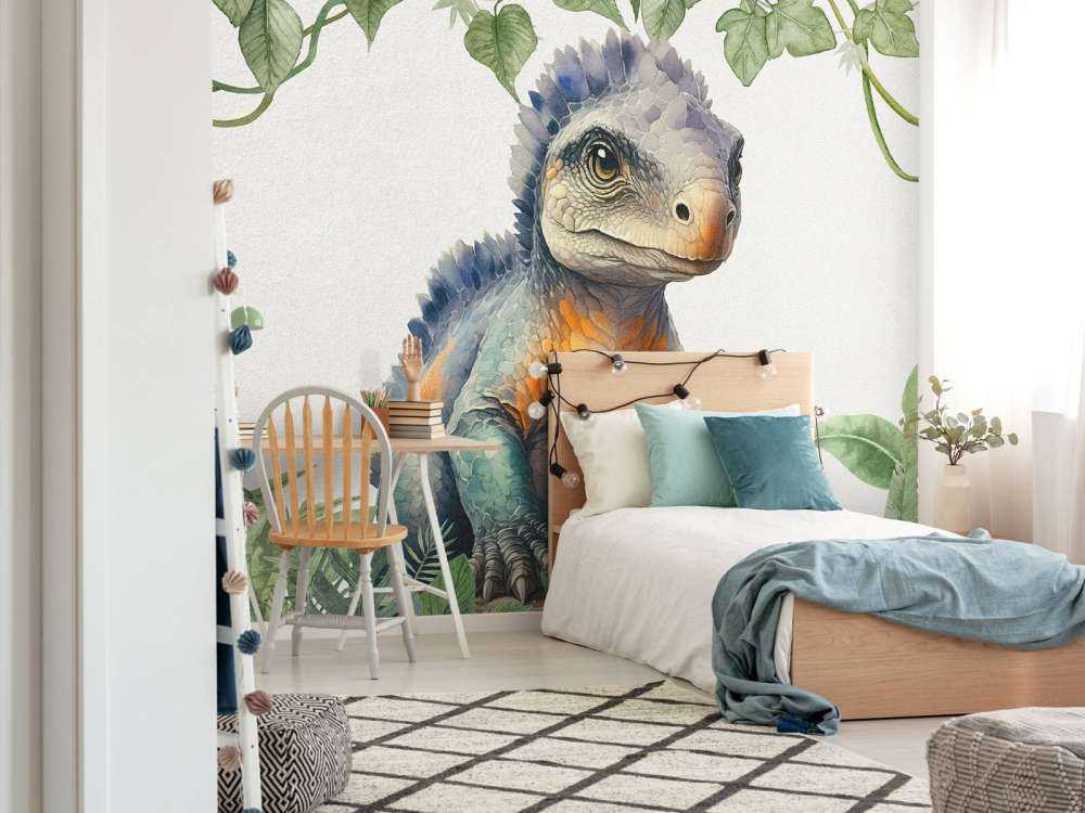 Baby ankylosaurus in de jungle