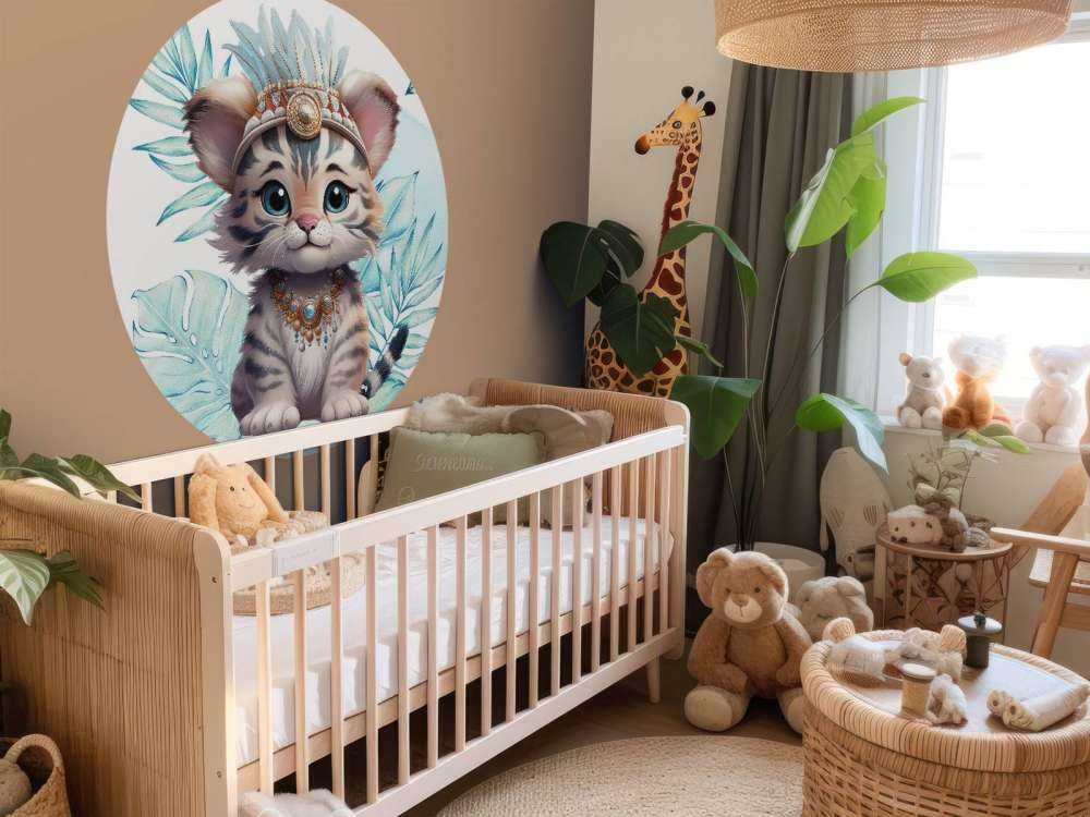 Baby tijger en blauw blad