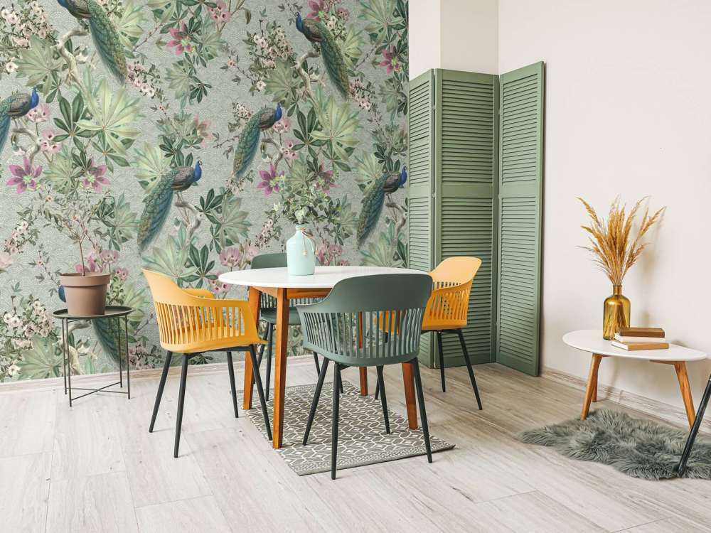 Vintage garden pauwen - mint groen