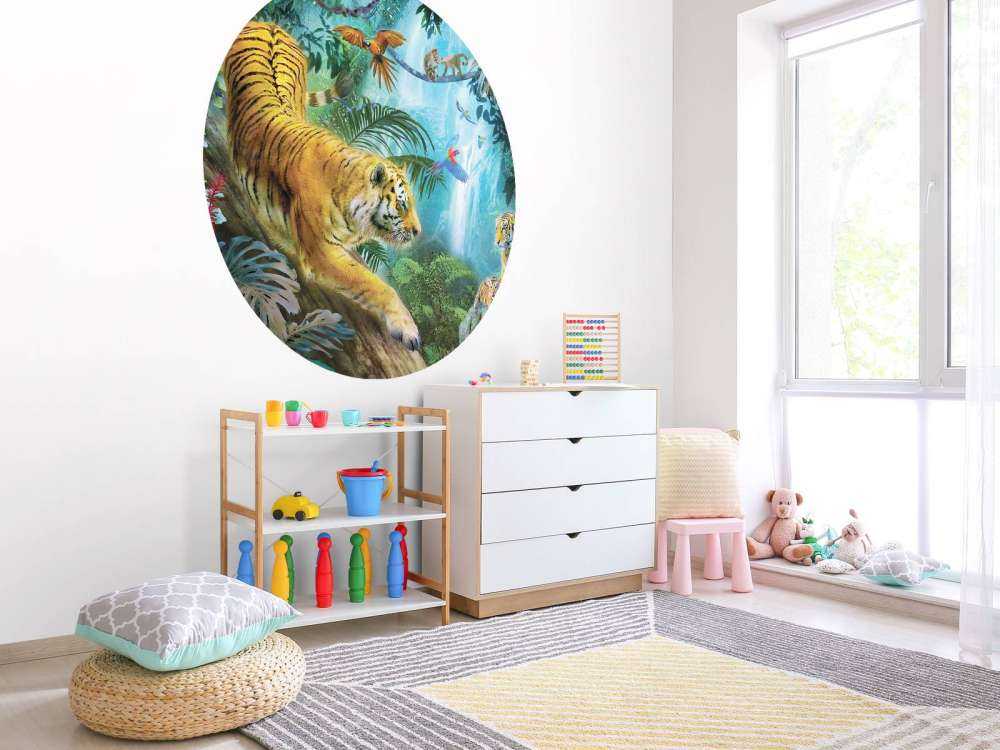 Tigers Near Waterfall