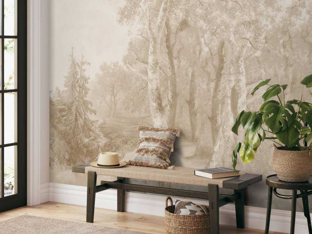 Forest Landscape Beige Panorama