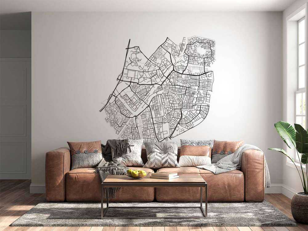 Plattegrond van Leiden, wit 