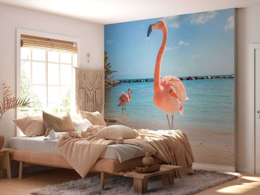 Flamingo op het strand