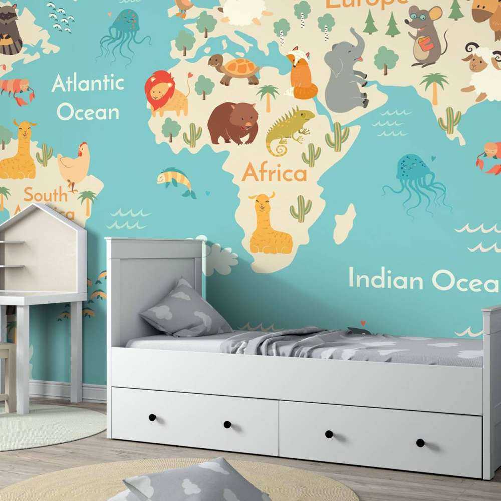 Wereldkaart met dieren