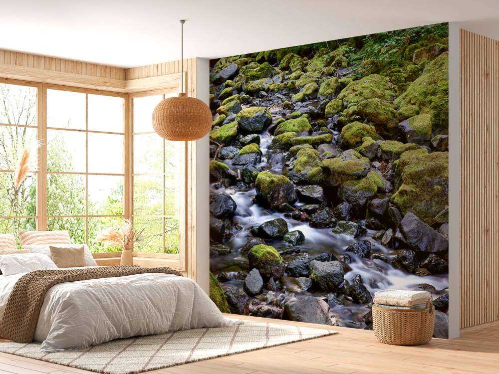 Stromend water met rotsblokken