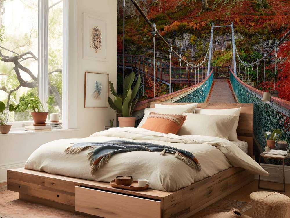 Brug in herfstige omgeving