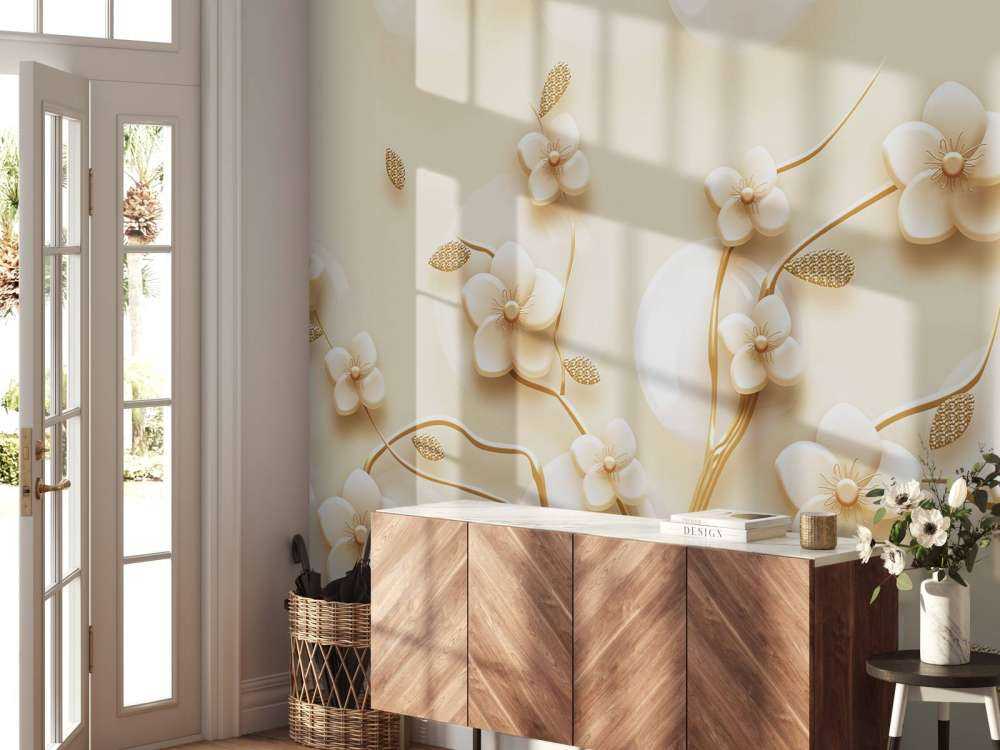 Gouden tak met bloemen