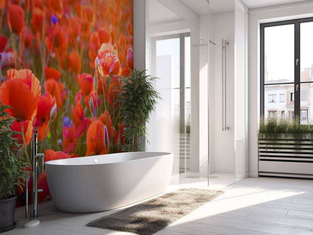 Klaprozen close-up bij zonsondergang