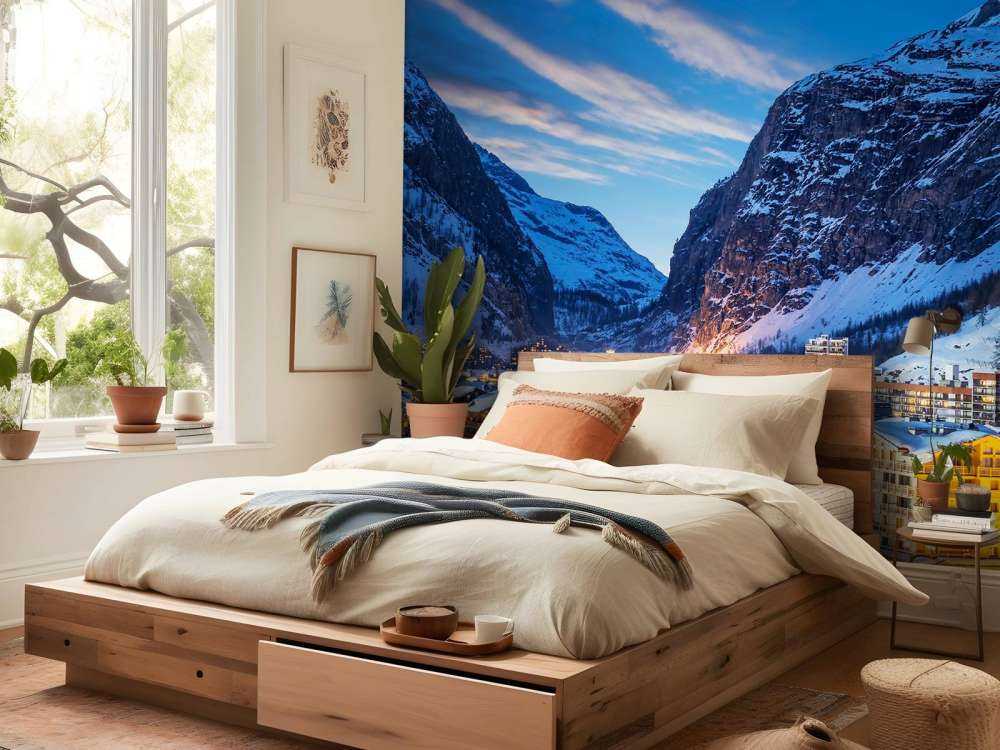 Skioord in de Franse Alpen