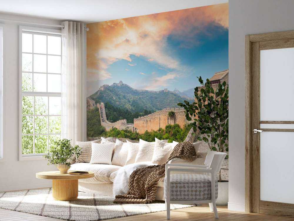 De Chinese Muur bij zonsondergang