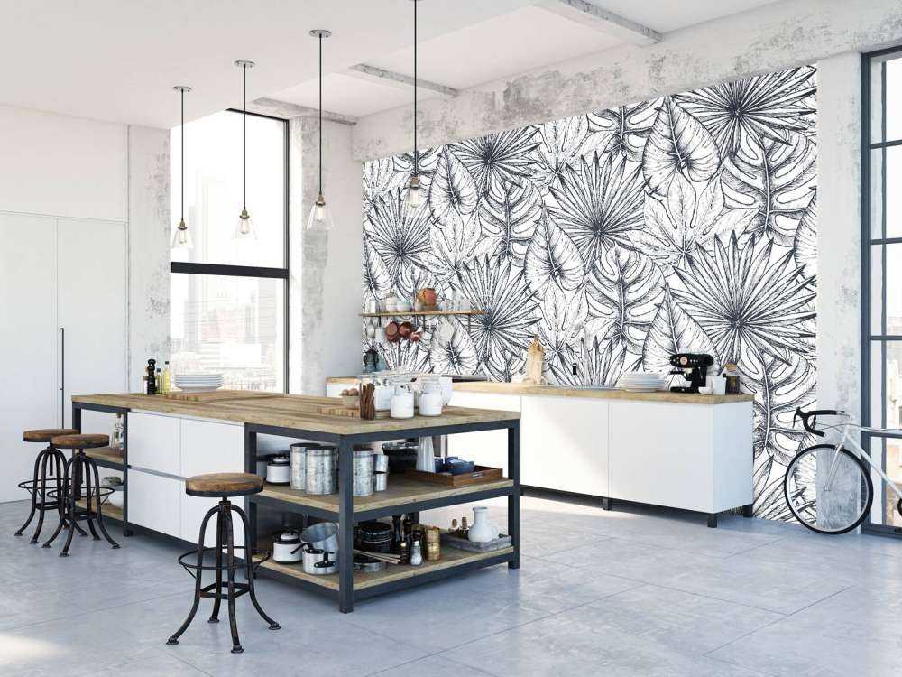 Witte getekende bladeren