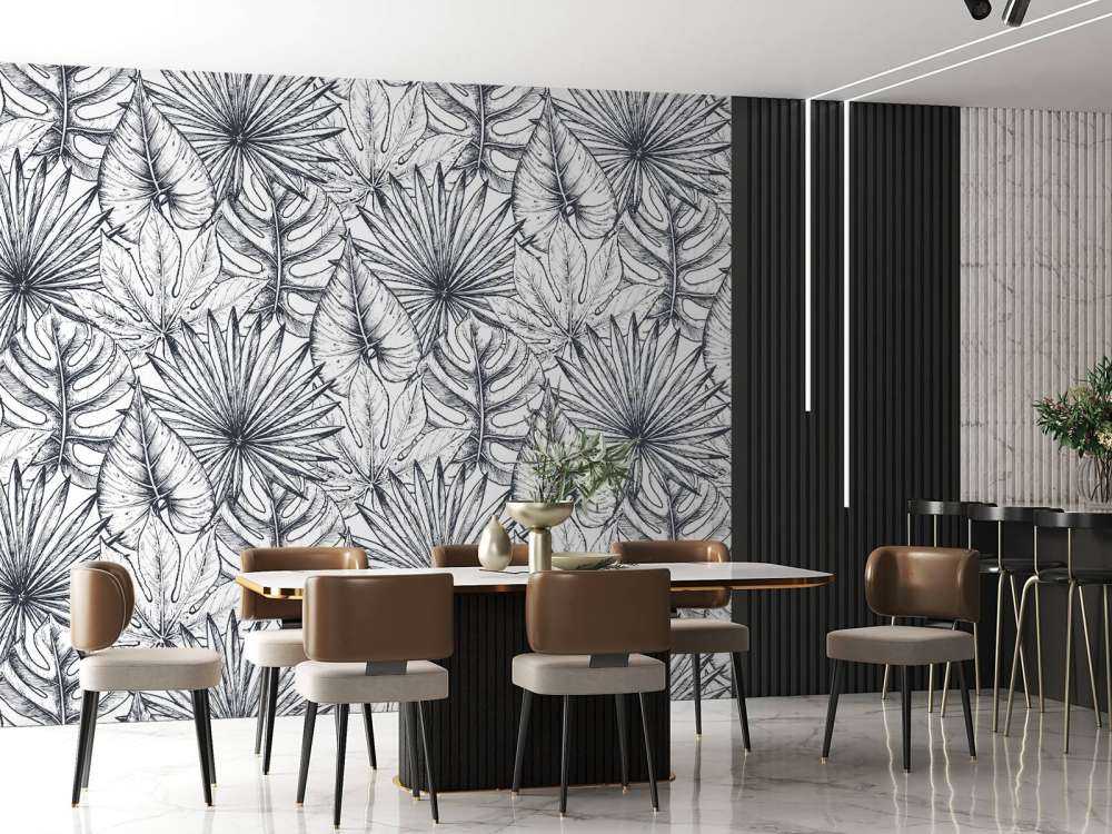 Witte getekende bladeren