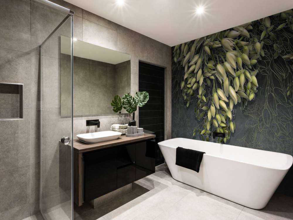 Witte bloemkelken op een donkergrijze betonstructuur