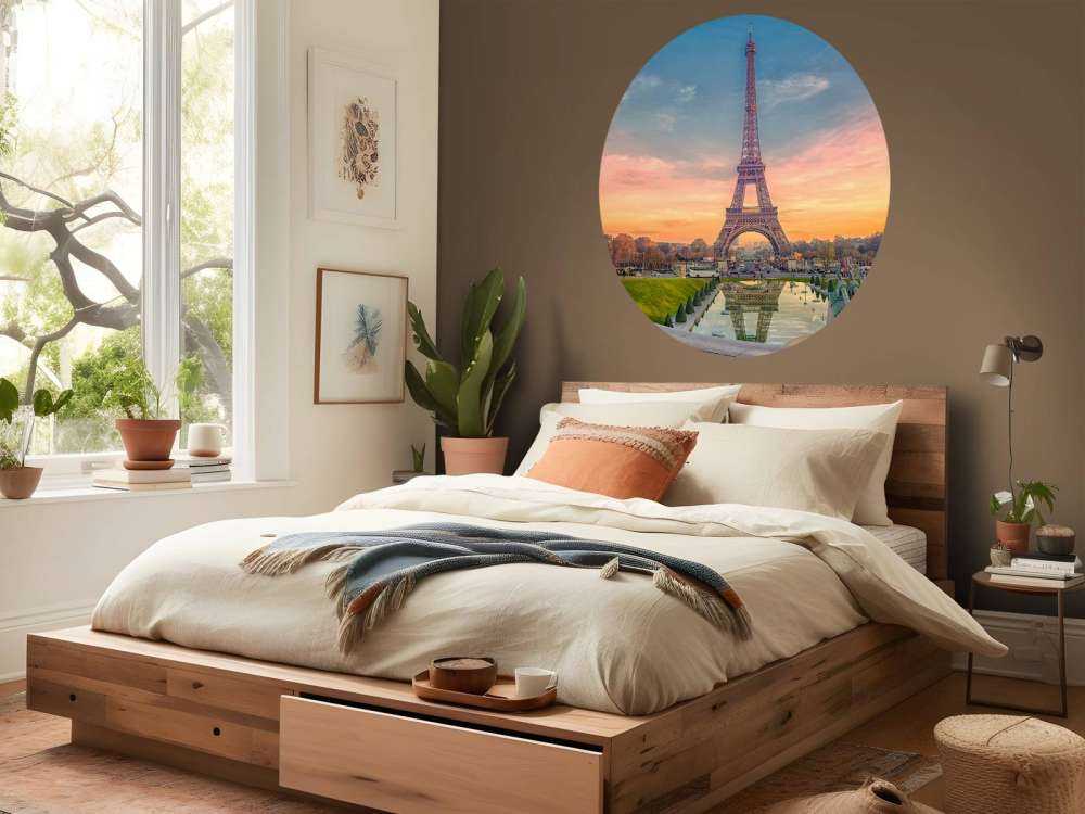 Verlichte Eiffeltoren bij zonsondergang