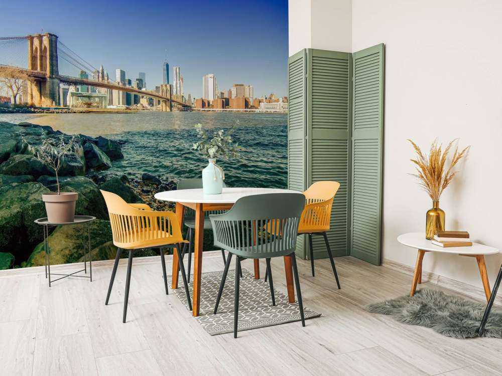 Brooklyn Bridge met een skyline op de achtergrond