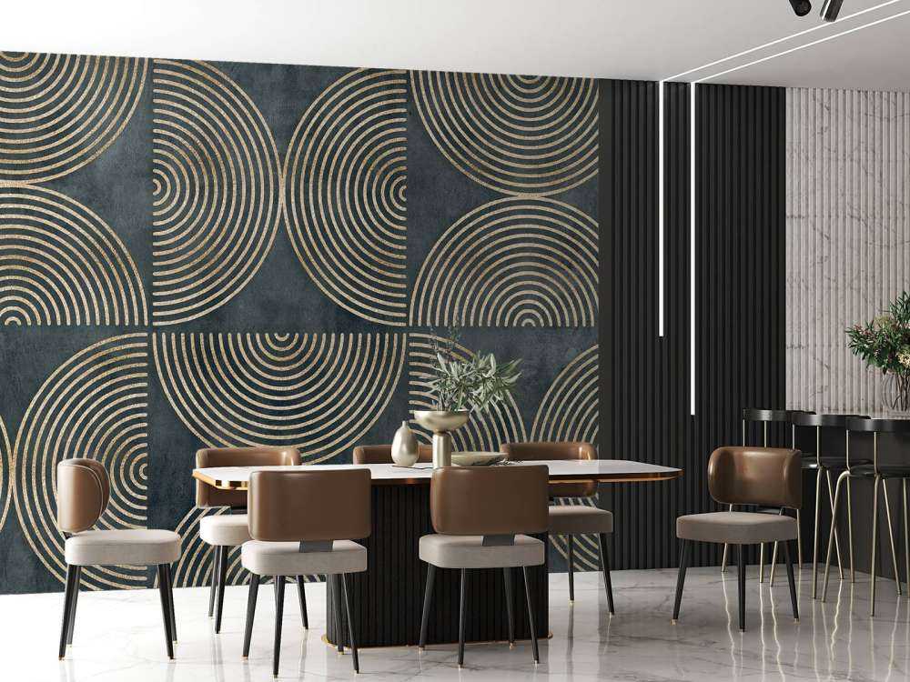 Eclectic Circles Modern Art Gold Teal