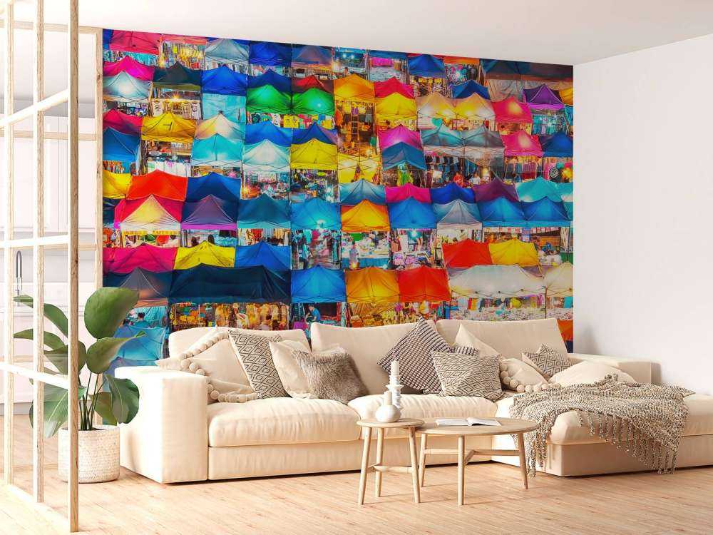 Kleurendakjes op de avondmarkt