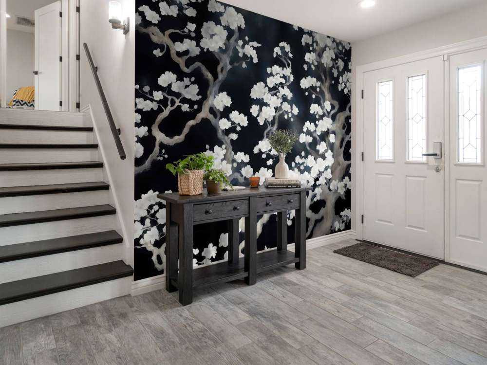 Wonderful blooming forest - black