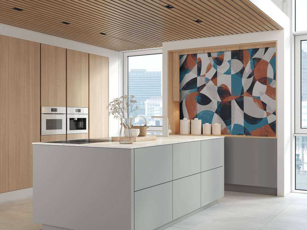 Vloeiende vormen in koraalblauw