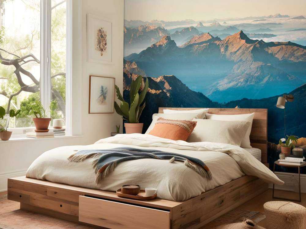 Bergketen in zachte ochtendschaduw