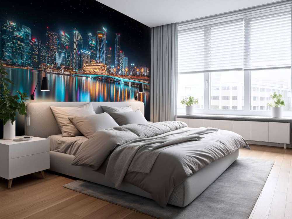 Lichtreflecties op moderne skyline