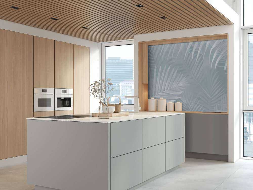 Foggy palm leaves Gray