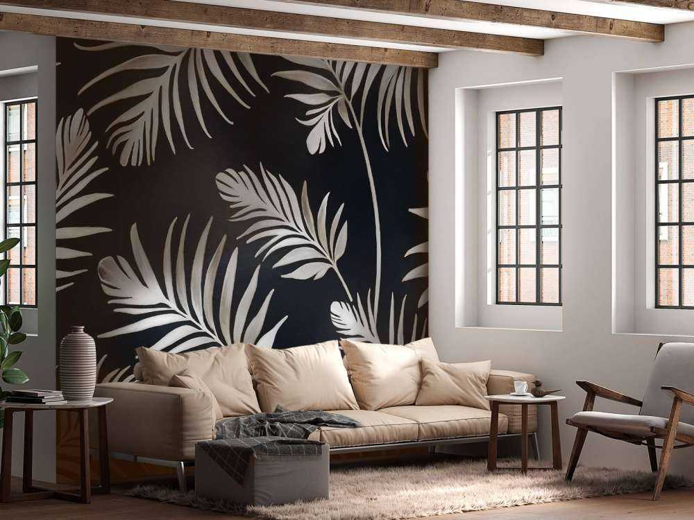 Golden leaves on dark Silver