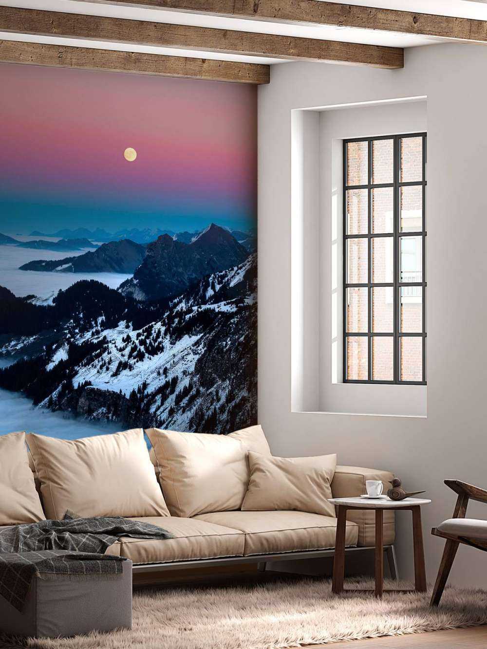 Maanlicht boven wintergebergte