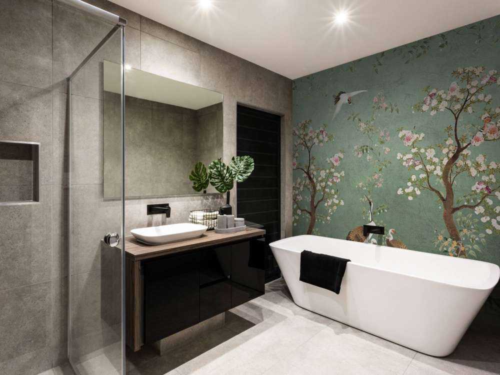 Sierlijke kraanvogels in bloesemlandschap