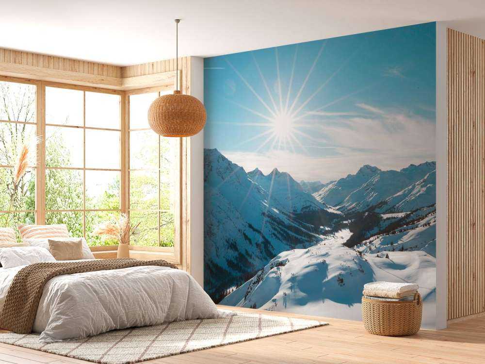 Heldere winterzon boven alpendal