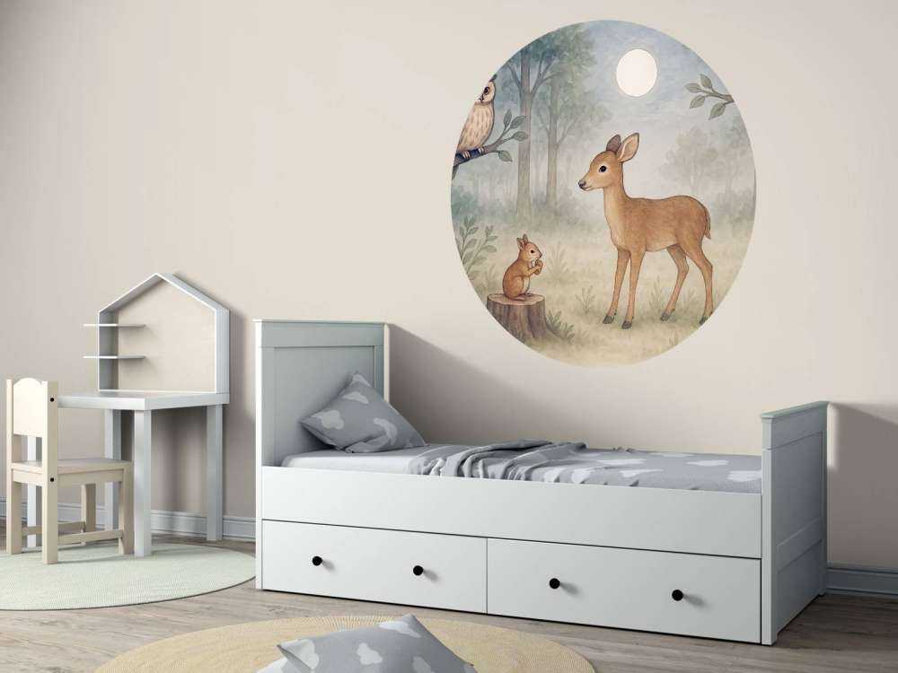 Maanlicht in het bos met dieren