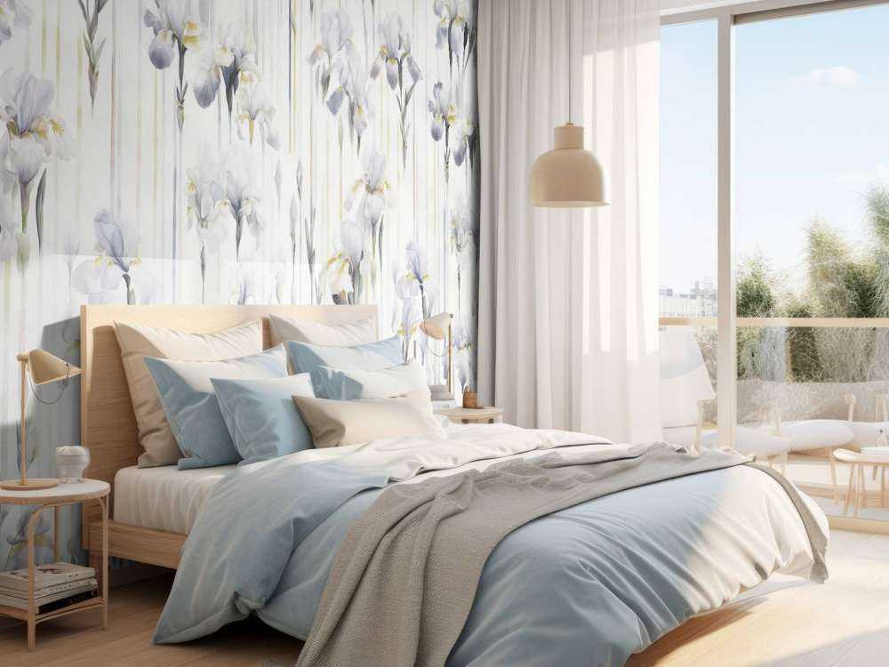 Irises and Stripes Seamless Gray