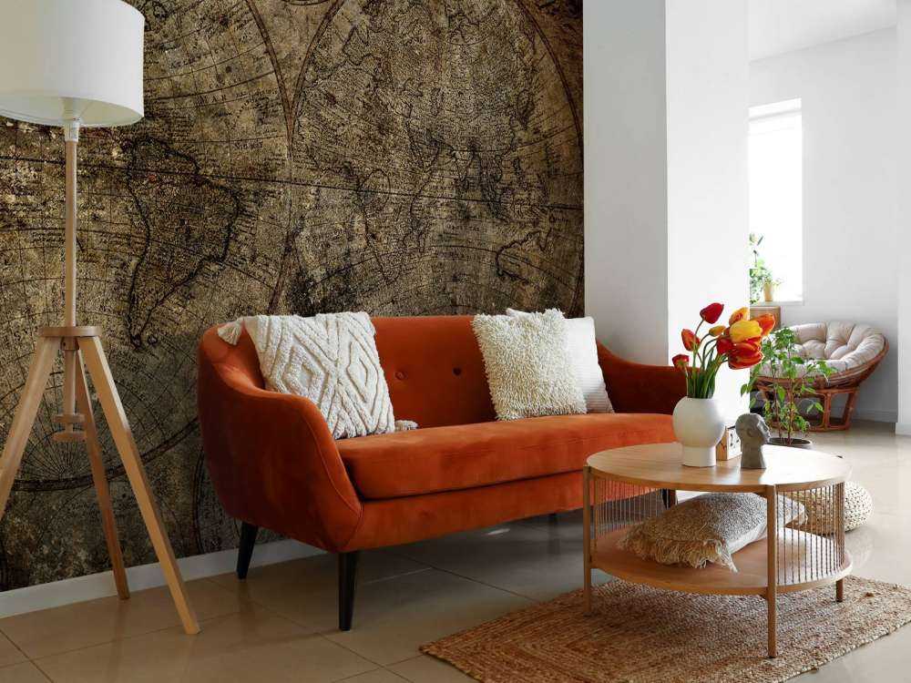 Oude verschroeide wereldkaart