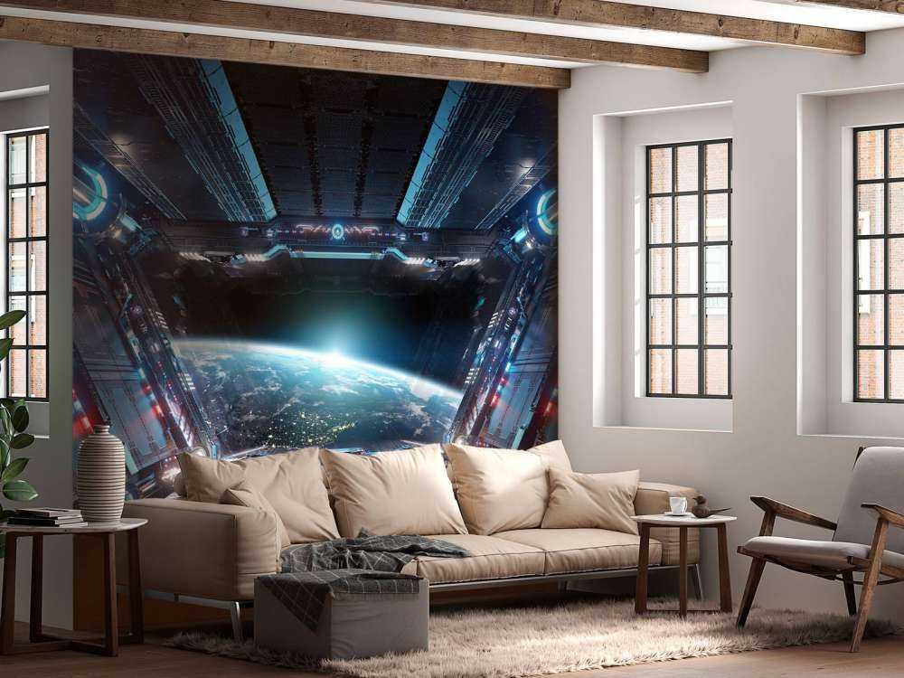 Zicht vanuit een ruimteschip