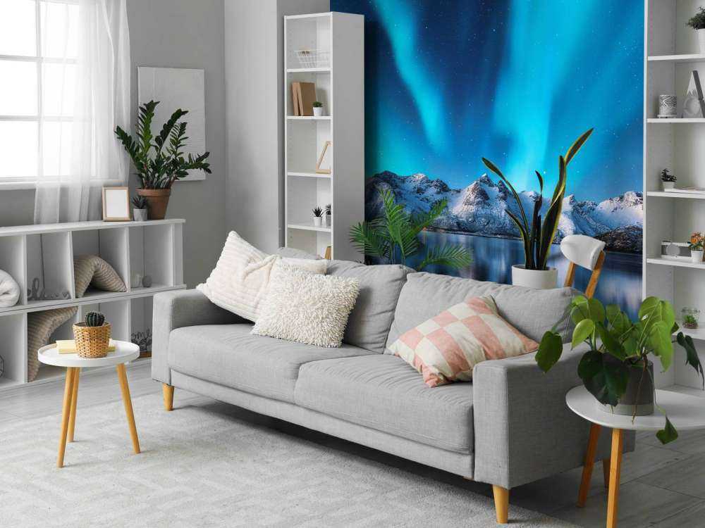 Blauw Noorderlicht boven berg