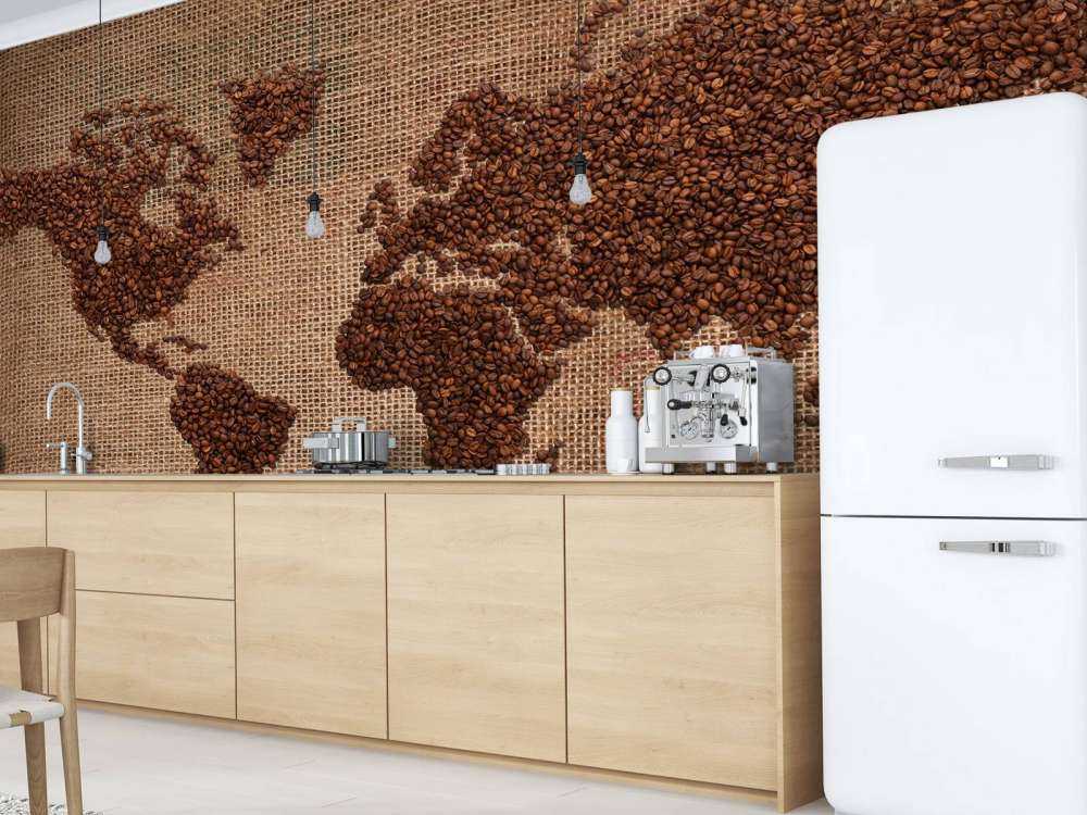 Wereldkaart van koffiebonen