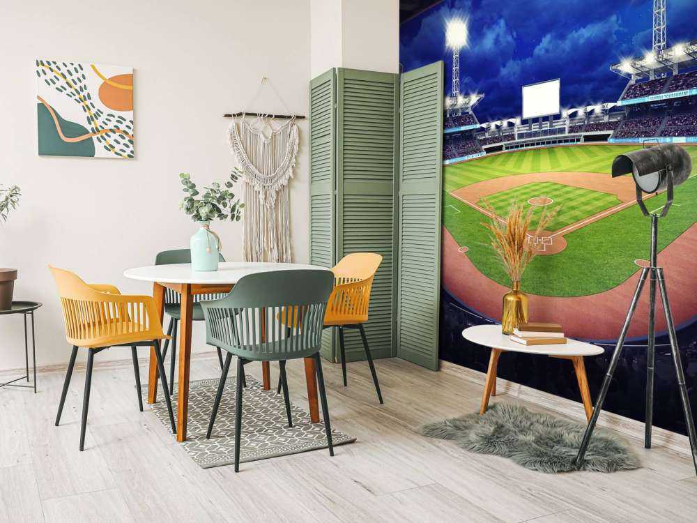 Honkbalstadion in de avond