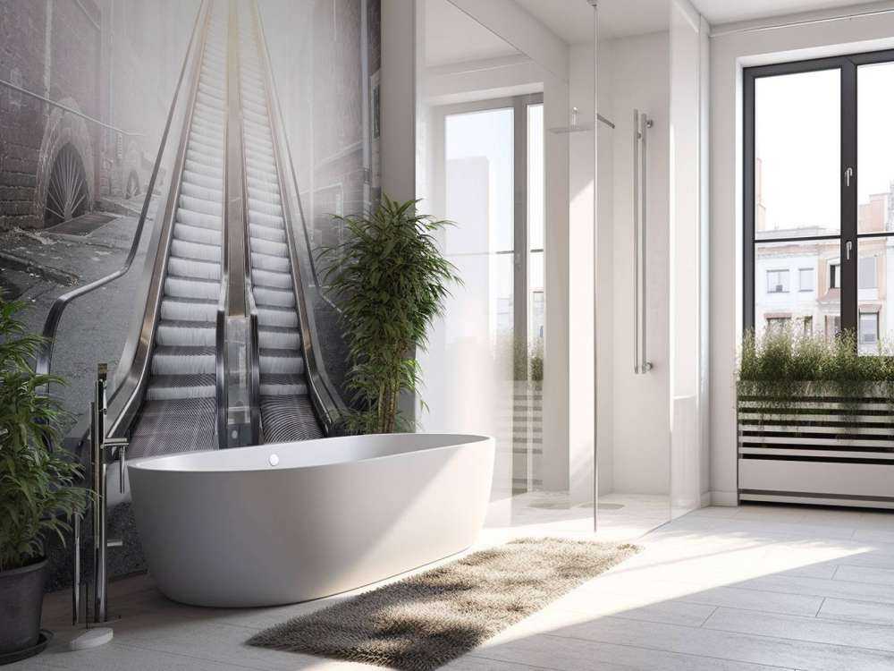 Moderne roltrap in een steegje