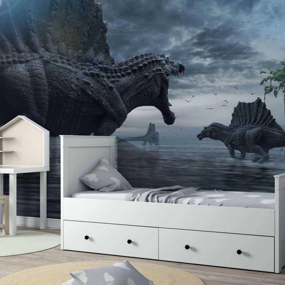 Spinosaurus groep in een jachtgebied