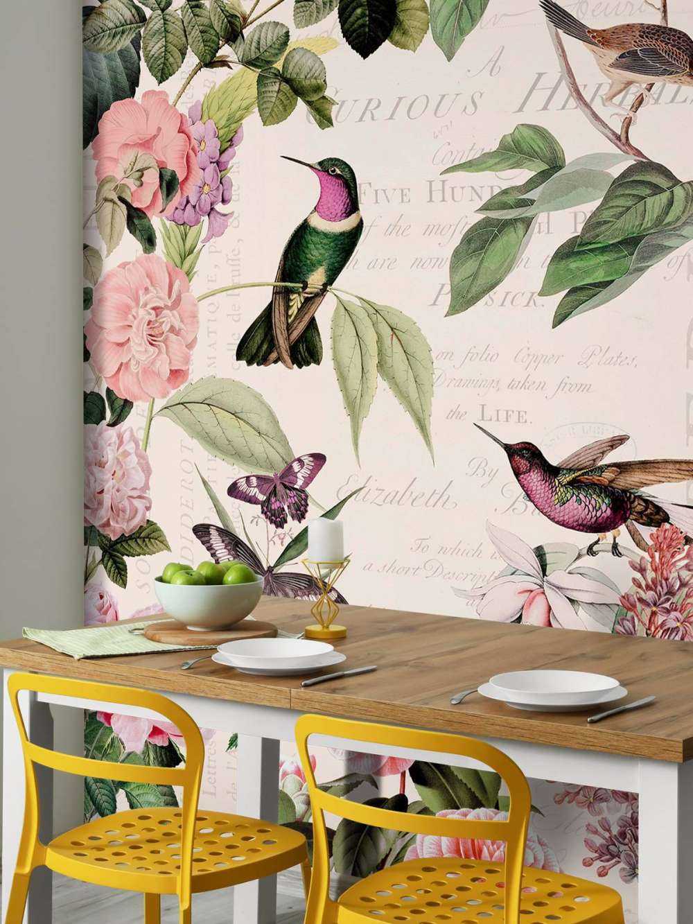 Hummingbirds and roses