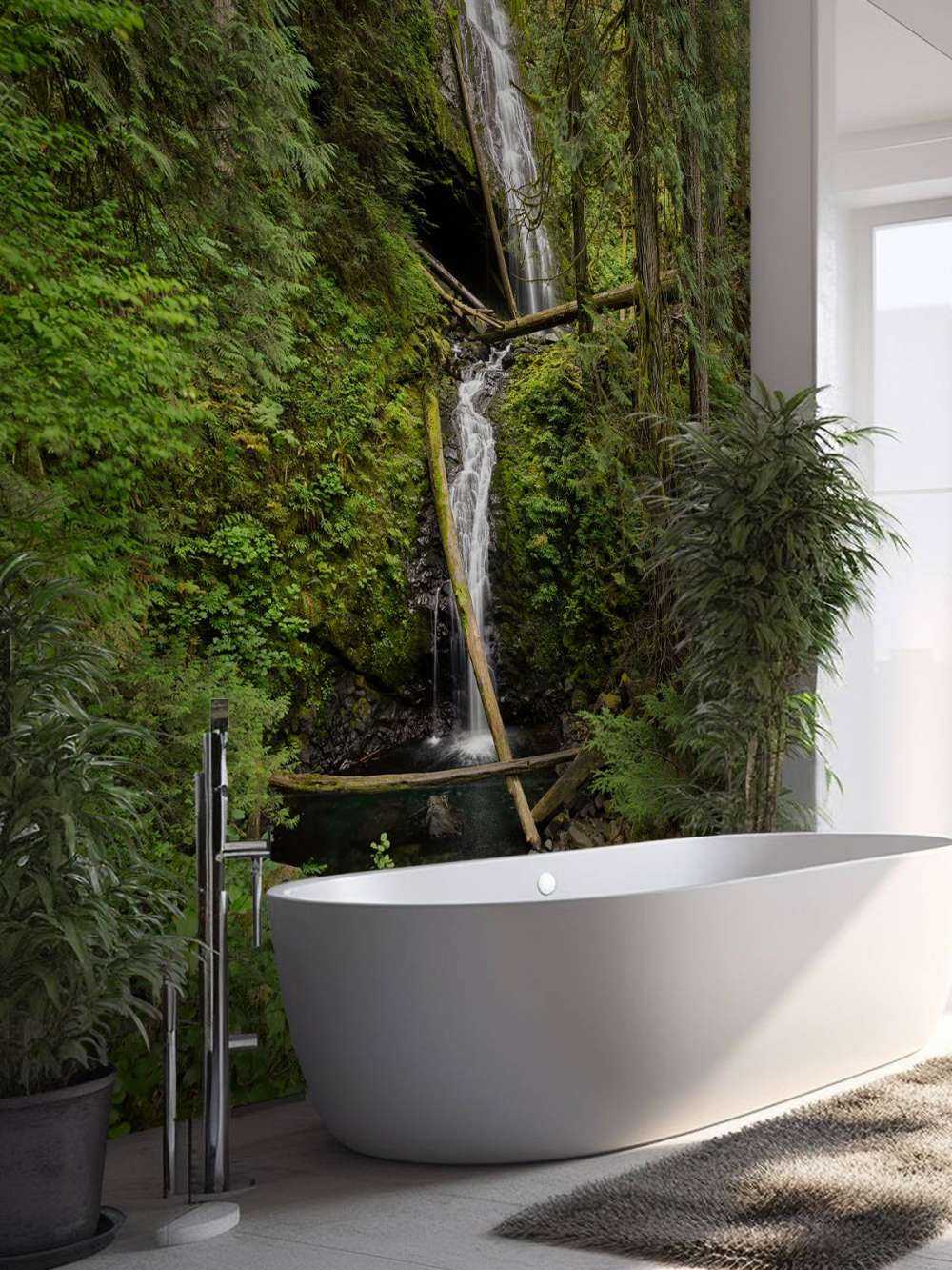 Waterval met omgevallen bomen