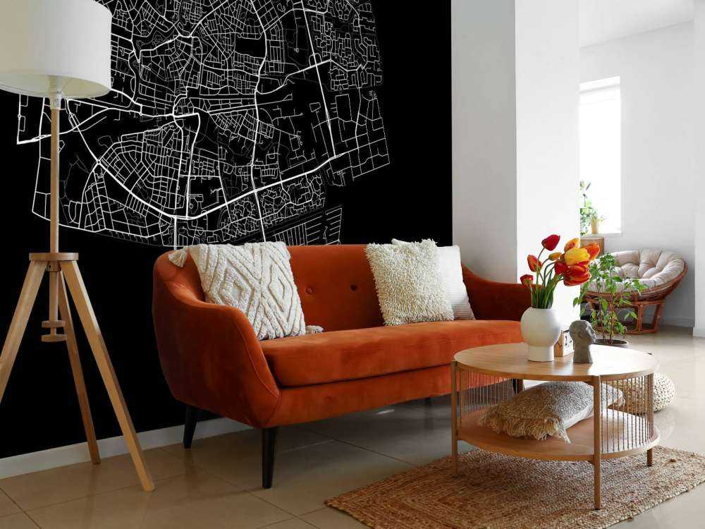 Plattegrond van Leeuwarden, zwart