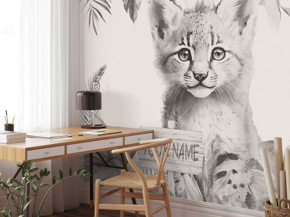 Baby lynx in de jungle beige