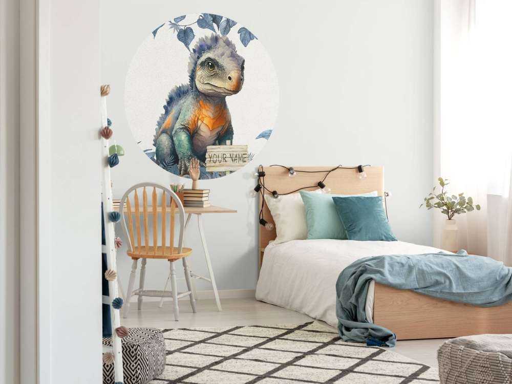 Baby ankylosaurus in de jungle blauw