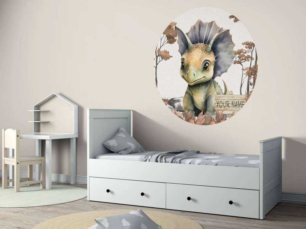 Baby triceratops in de jungle taupe