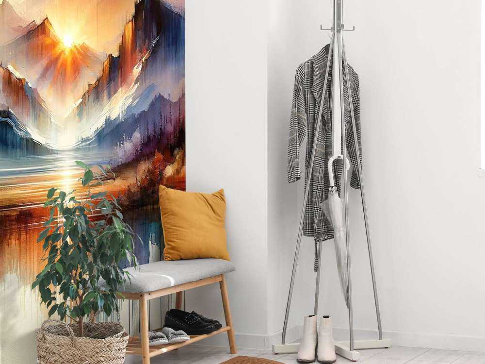 Watercolor Abstract Mountains Landscape