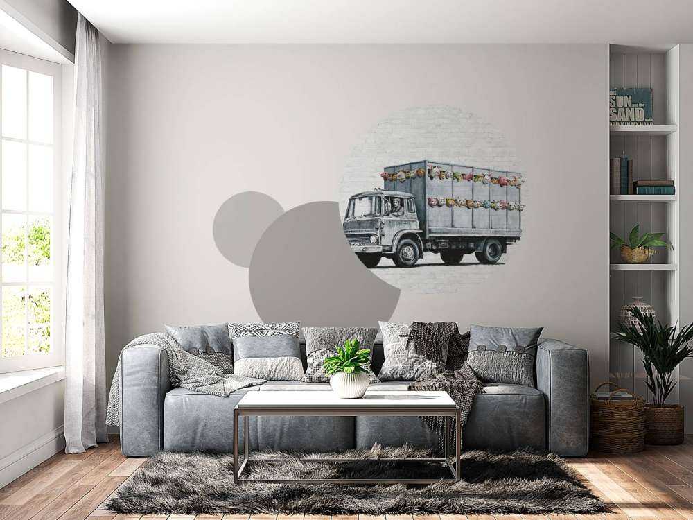 Banksy - Meat truck, white bricks