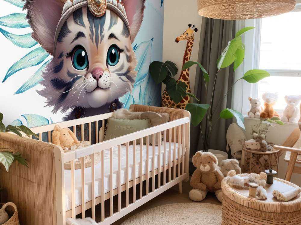 Baby tijger en blauw blad